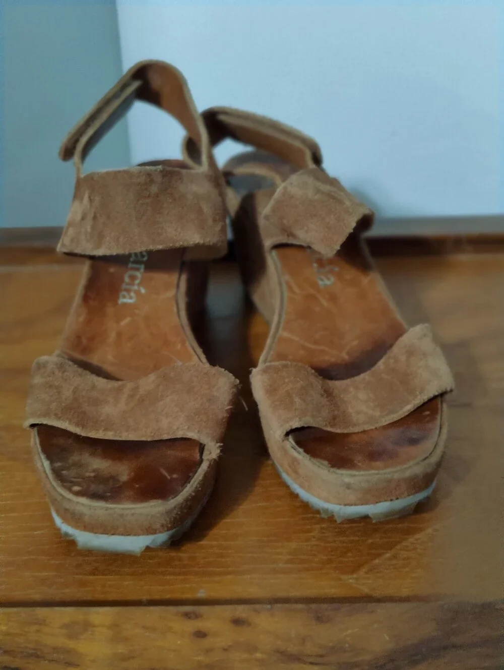 Pedro Garcia terra cotta Luxury suede Platform  Wedge Sandals 8